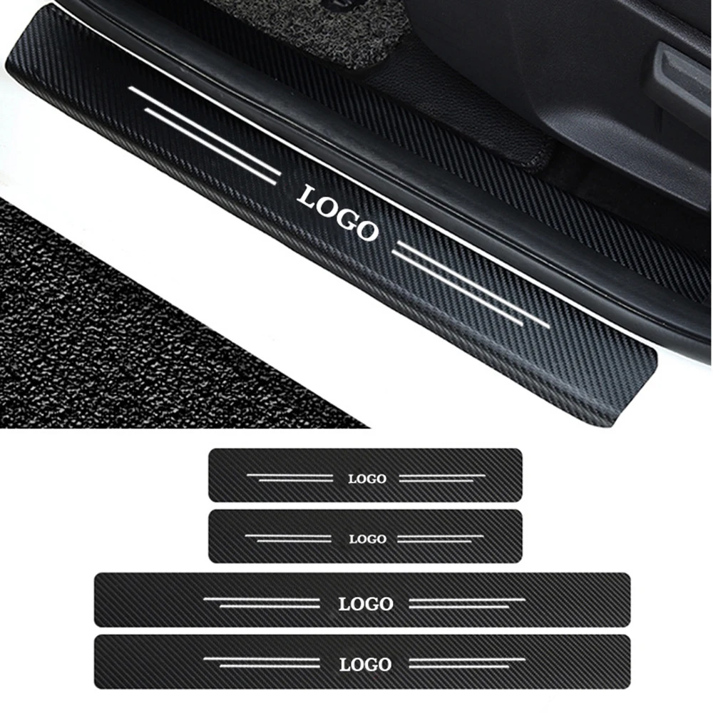 4PCS/Set Car Door Sill Guard Cover Protector Carbon Fiber Stickers For Hyundai Sonata Elantra Tucson Venue Accent I10 I20 I30 | Автомобили