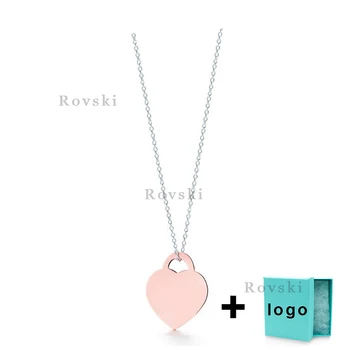 

XL TFX TTFF Rllen Sterling Silver Heart Carved Necklace with Box Is Suitable for Women's Party Jewelry Wholesale Free Delivery.