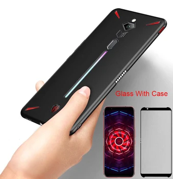 

1Pcs Tempered Glass +1Pcs Soft Silicone Back Case For Nubia Red Magic 3S Bumper Fitted Case For Nubia Red Magic 3 NX629J NX619J