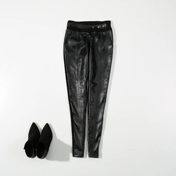 

2020 Women New Fashion Genuine Real Sheep Leather Pants C11