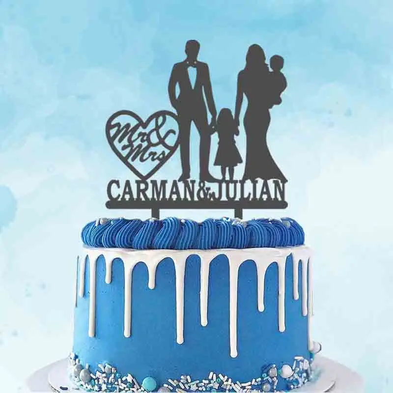 Personalized Wedding Anniversary Cake Topper Custom Couples Name Family