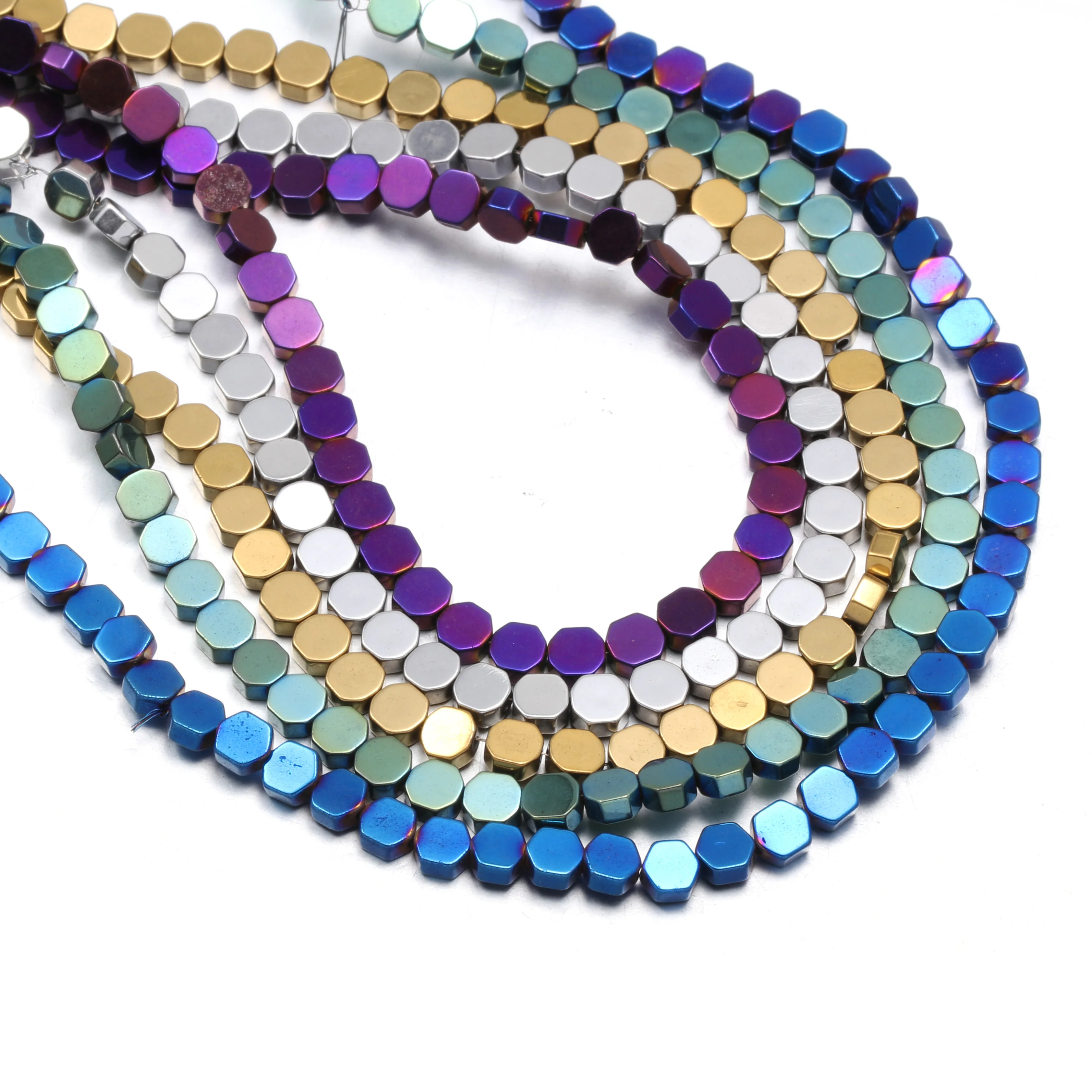 Natural Stone Beading Round Shape Plating Hematite Beads For Jewelry