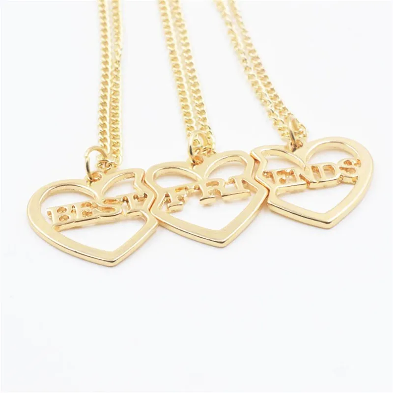 2017 Fashion Bohemian Best Friends Bff Pendant Necklaces 3 Pcs/set Charms Heart Necklace Choker Statement Friendship Necklace