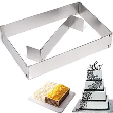 Aliexpress - Rectangular Adjustable Baking Frame with Dividers Cake Ring Adjustable Baking Mould Rectangular Baking Tray Extendible Baking