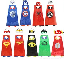 Накидка с маской для мальчиков и девочек, Халк, Человек-паук, костюм Супермена На Хэллоуин для детей, чудо-женщина, Капитан Америка, плащ