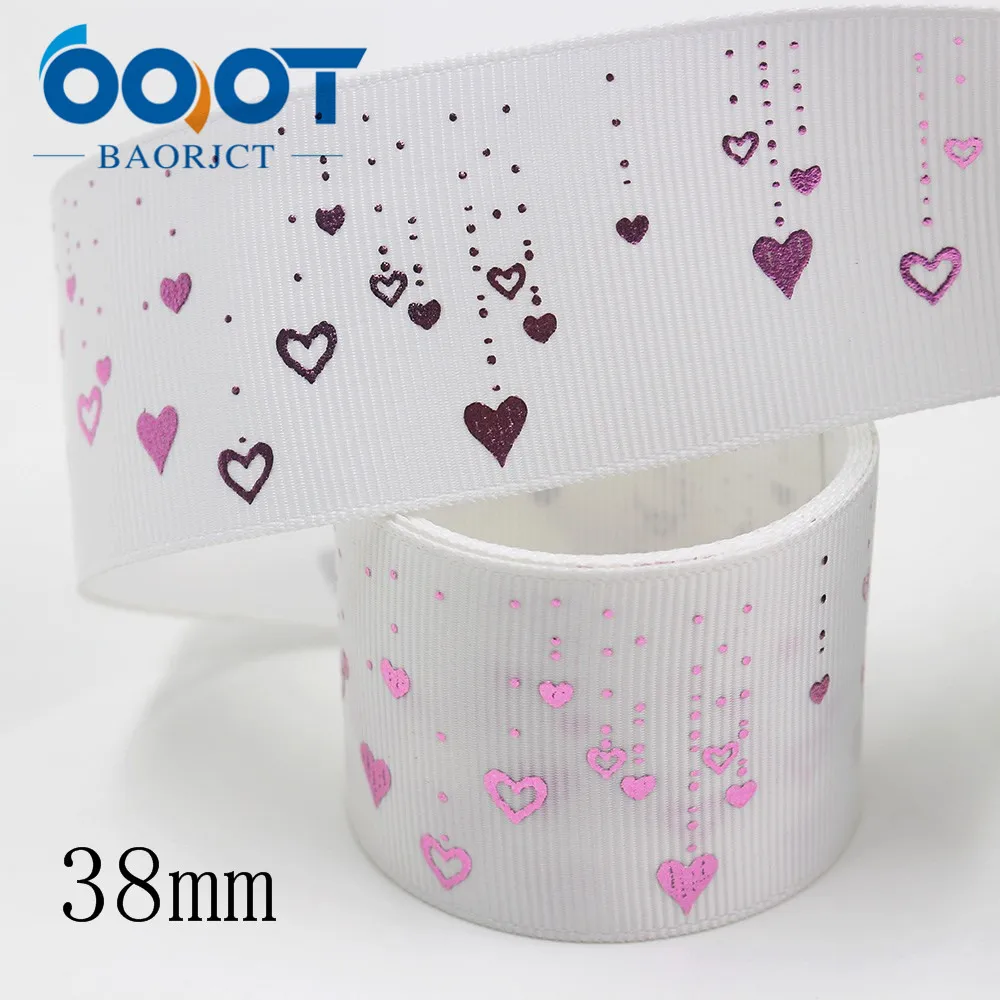 OOOT BAORJCT I-191211-2709, 38 мм 10 ярдов лазерный Серебряный мультфильм любовь напечатаны корсажная лента DIY головной убор свадебный подарок обёрточная бумага
