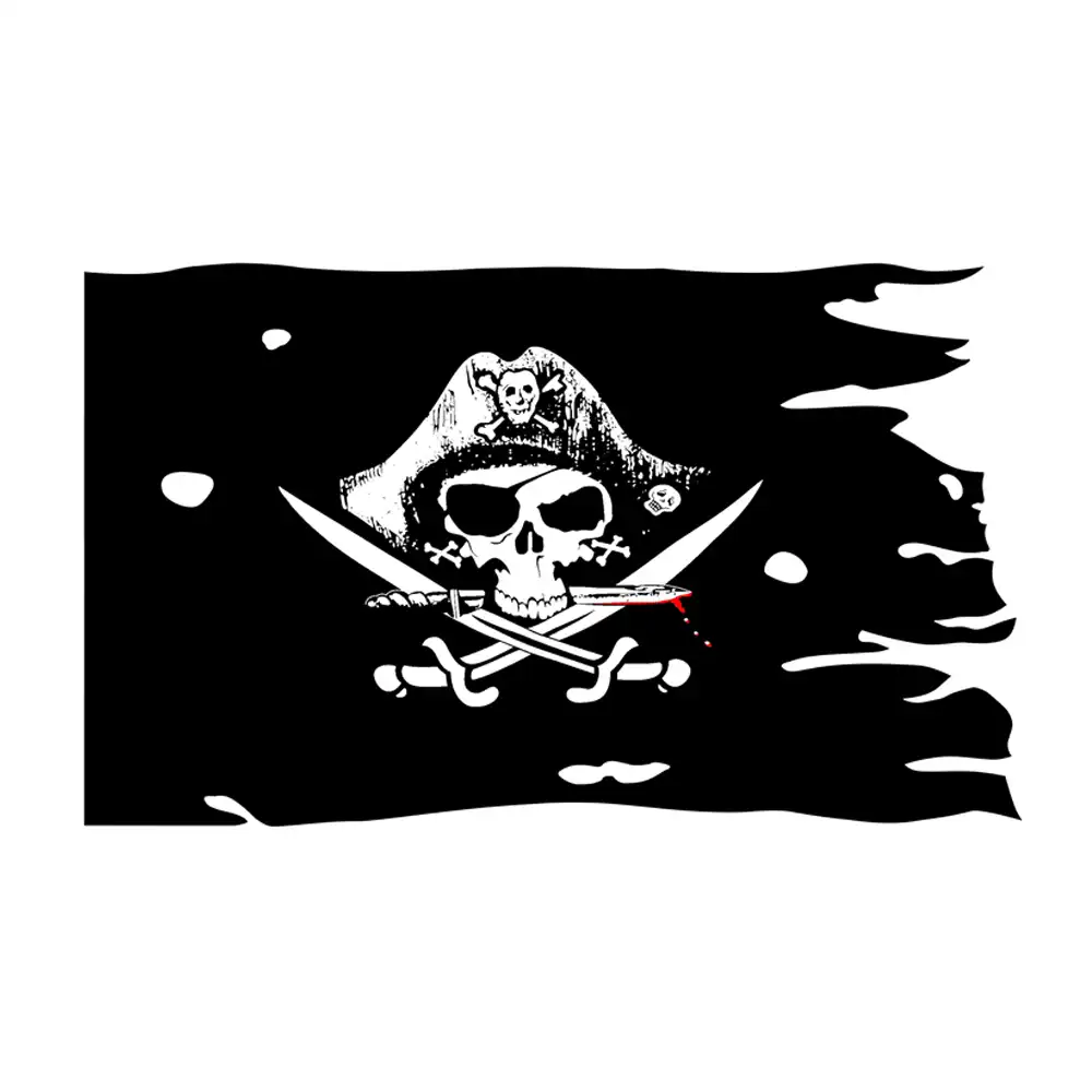 Johnin 90x150cm Creepy Ragged Older Broken Jolly Roger Skull Cross