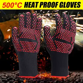 

1 pair 500°C Heat Proof Grilling Gloves BBQ Kitchen Cooking Industrial Work Tools Heat Proof Mitts for Grilling/Smoker/Cooking