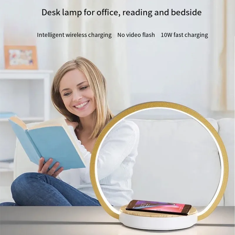 

Smart sensor touch bedroom bedside table lamp wireless charging simple modern living room bedroom study LED eye protection lamp