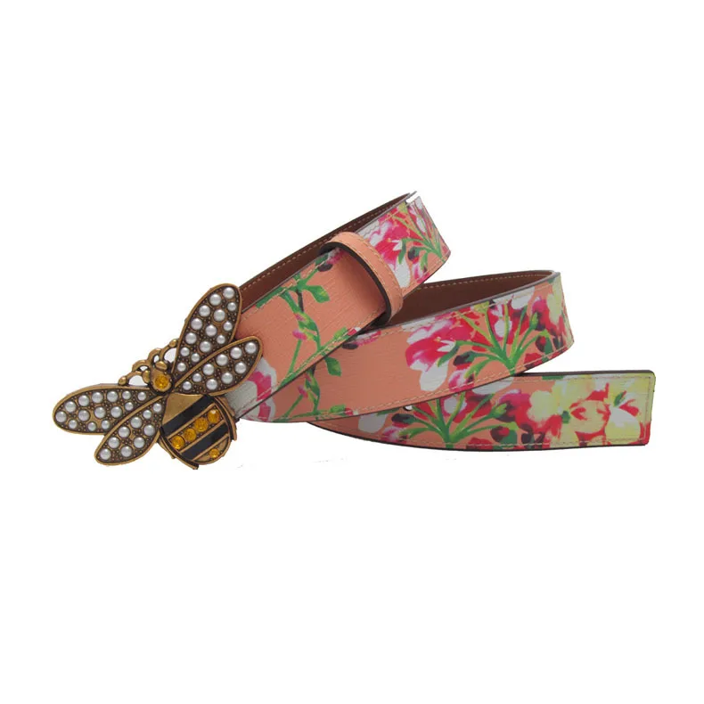 High Quality G Belts Bee Buckle Women Genuine Leather Waist Belts Cowhide Luxury Girdle Strap for Jeans Pants