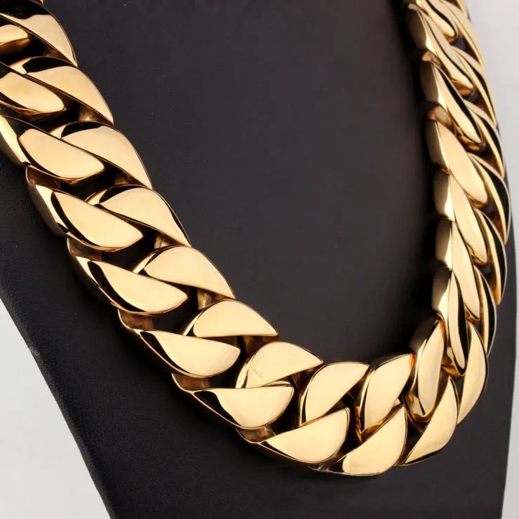 

32mm Wide European and American new Super Hip hop Necklace 316L Titanium Steel Men's Coarse Necklace Large Brand Same Necklace