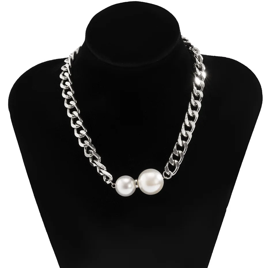 Vintage Smooth Cuban Chains Necklaces Women Pearl Pendant Necklace Girl Chokers Fashion 6 H19b5febb22914ff690cafedf2243d022p