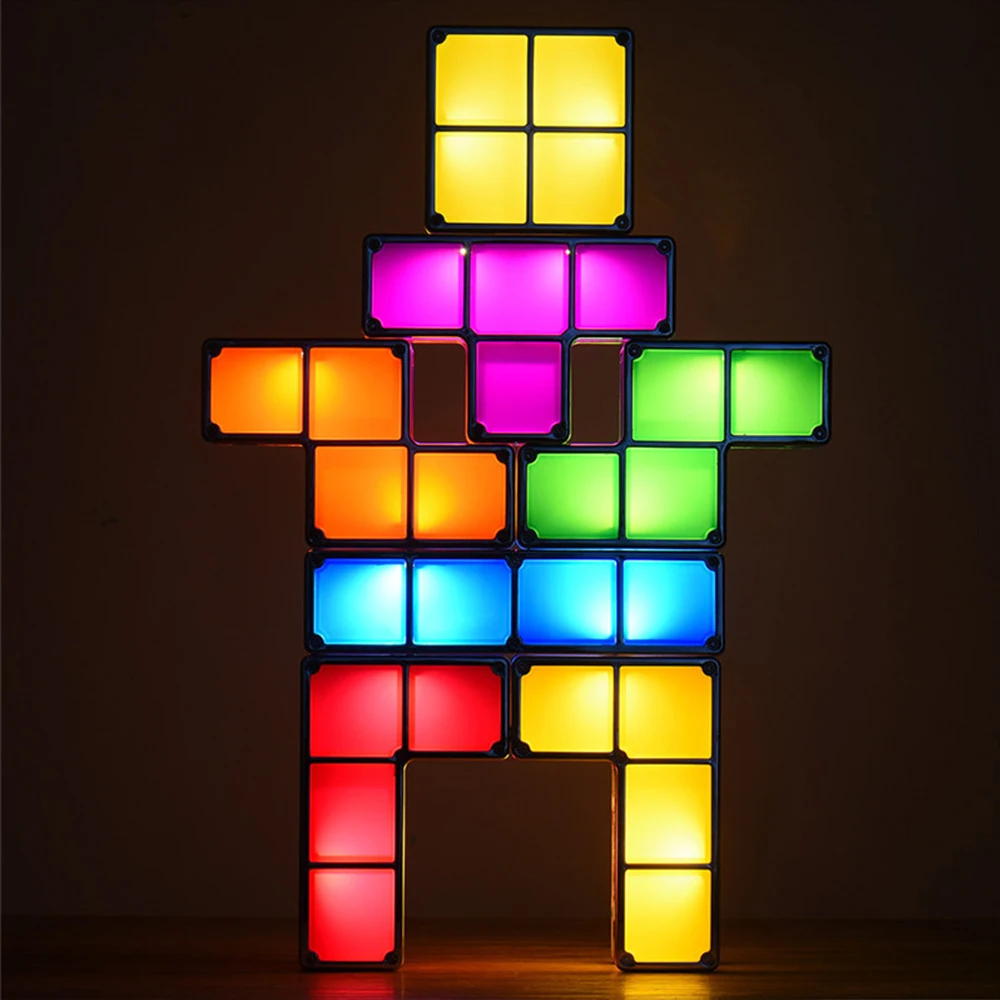  Night Lamp Tetris Block ABS DIY Puzzle Constructible Decorate Night Light LED Light Full Contact St