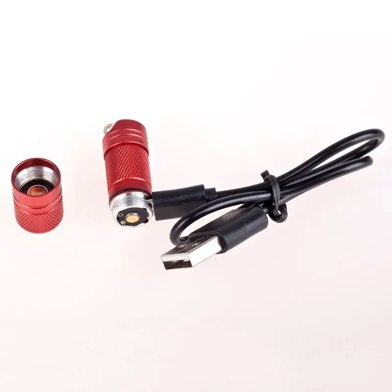 Карманный карманный мини usb СВЕТОДИОДНЫЙ светильник-вспышка, Электрический фонарь, портативный водонепроницаемый перезаряжаемый белый светильник, брелок для кемпинга