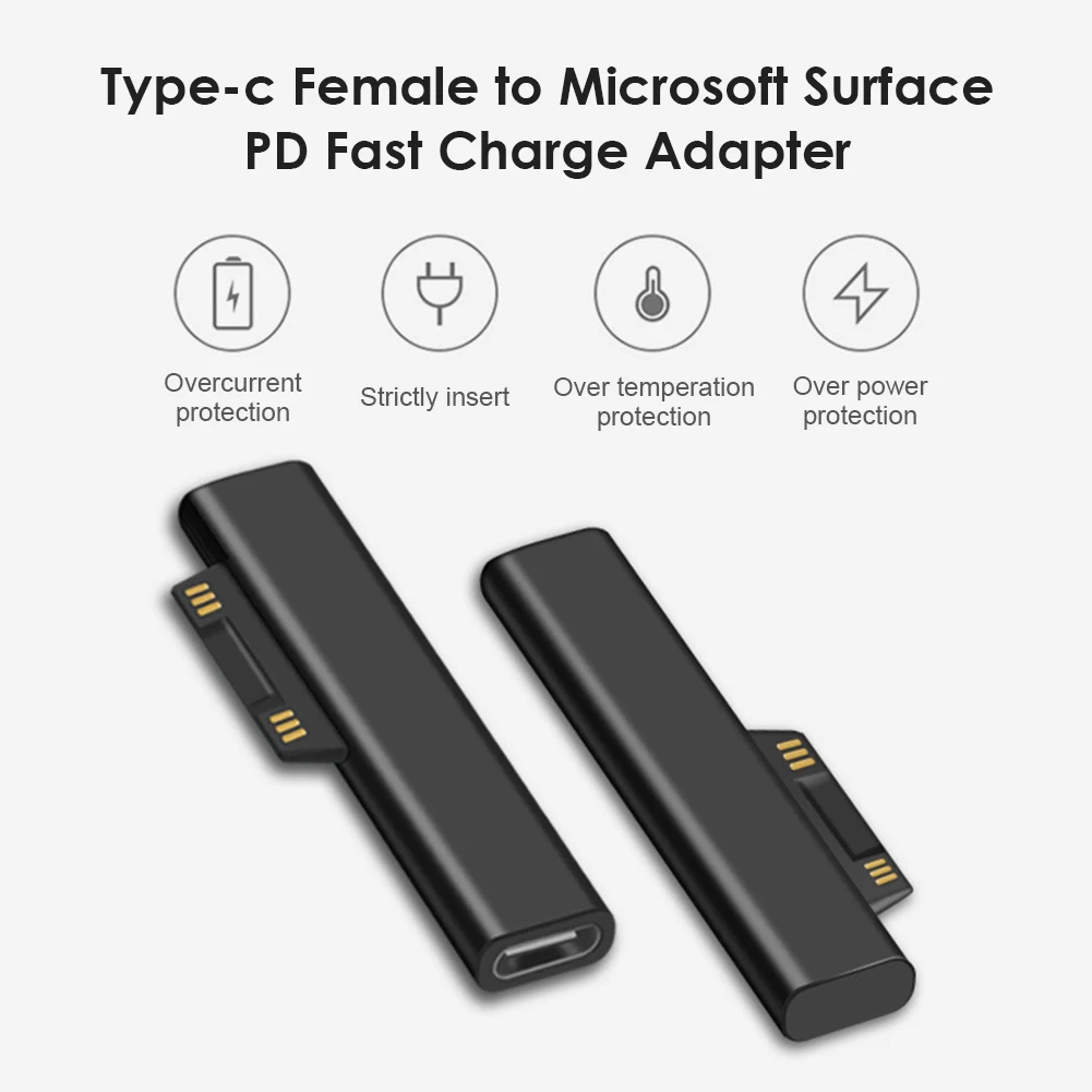 15V/3A USB C Female PD Fast Charging Plug Converter for Microsoft Surface Pro 3 4 5 6 Go Book 1 2 Type Power Adapter | Компьютеры и