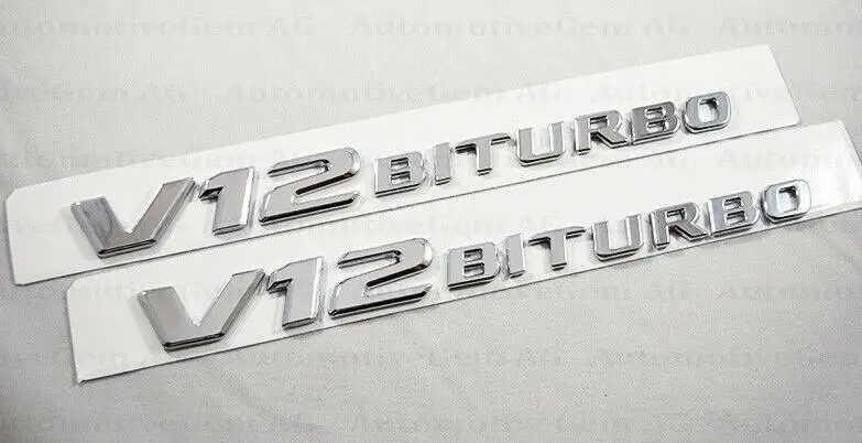 2 шт+ OEM для Mercedes V12 BITURBO крыло эмблема хром значок S63 S65 CL65 больше - Цвет: SILVER