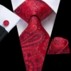 Hi-Tie Gift Mens Tie Red Burgundy Paisley Silk Wedding Tie For Men Hanky Cufflink Set Fashion Design Business Party Dropshipping ► Photo 3/6