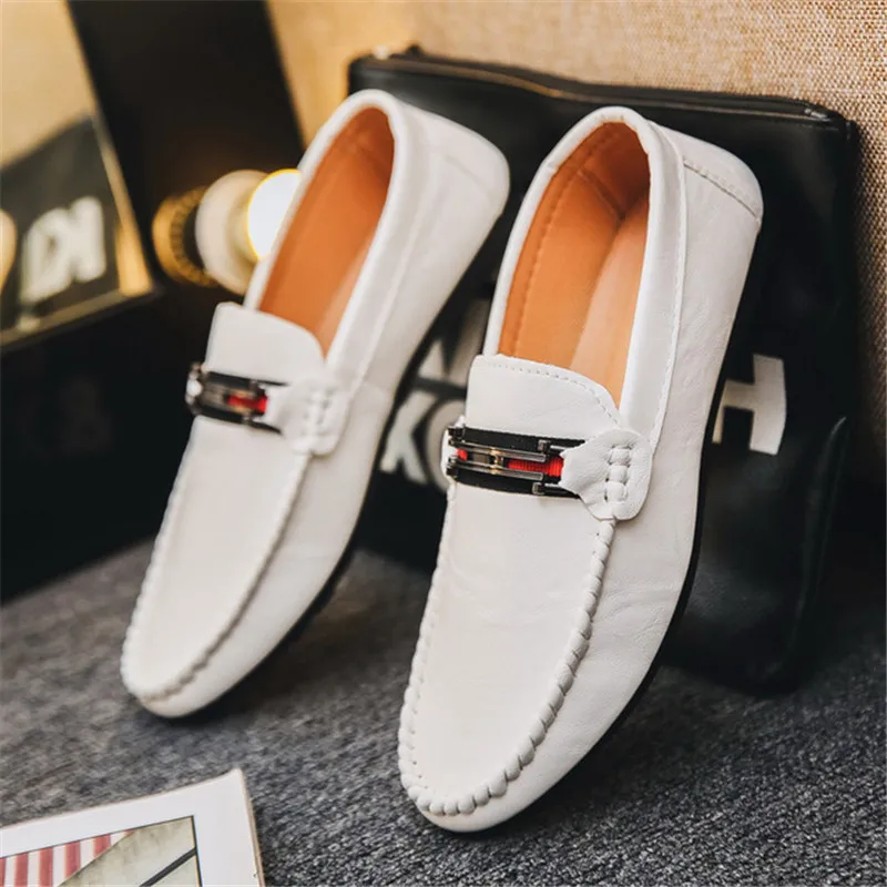 Summer Spring Leather Men Casual Shoes Luxury Brand 2019 Mens Loafers Moccasins Breathable Slip on Black Driving Fashion | Обувь