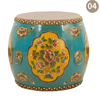 

Drum stool Solid wood new Chinese embroidered pier stool leather painted sofa stool guzheng stool Mahogany drum stool