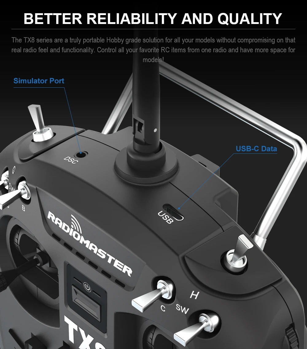 In Stock RadioMaster TX8 Hall Gimbal Transmitter 2.4G 12CH Multi