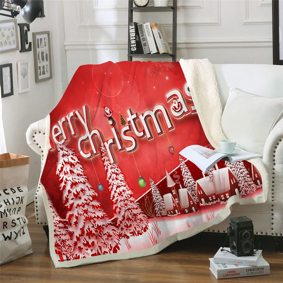 Счастливого Рождества пледы одеяло шерпа Флисовое одеяло подарок год Мода Аниме путешествия покрывало Популярные постельные принадлежности Прямая поставка