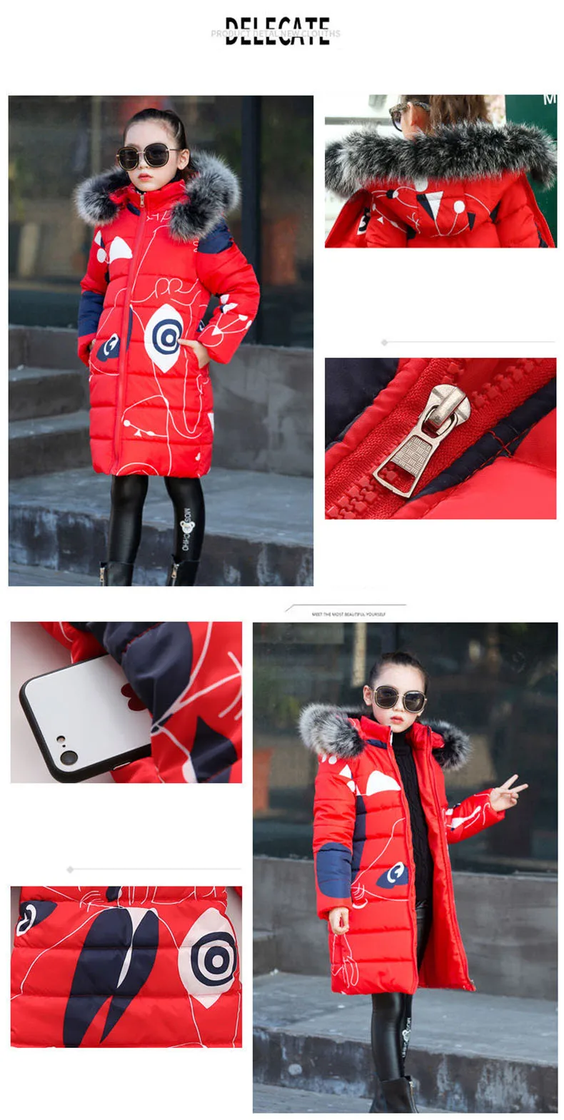 Kids Winter Jacket For Girls 2019 Fashion Brand Girl Down Jacket Warm Child Down Parkas Coat 4 5 6 7 8 9 10 11 12 13 14 Years