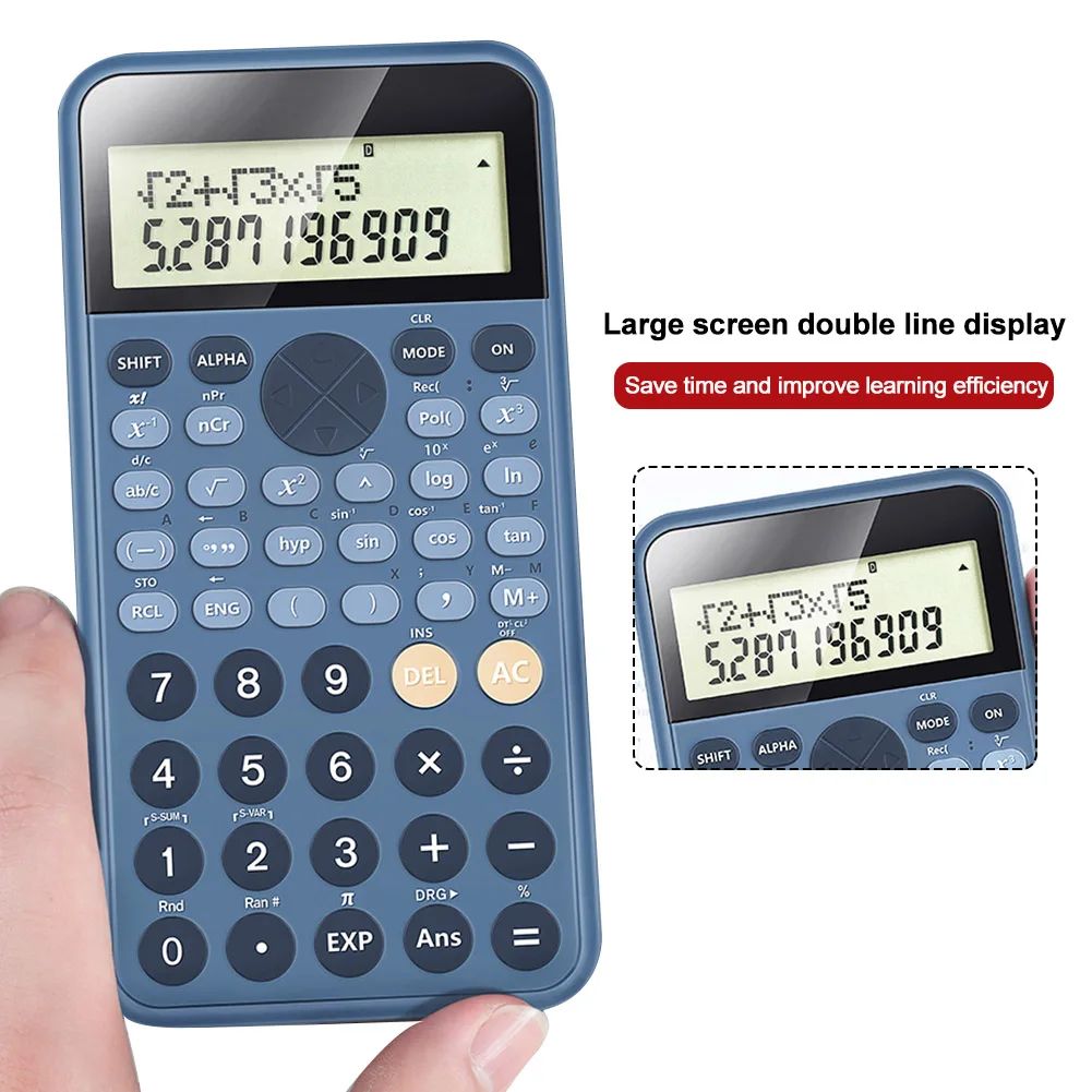 12 Digits Study Scientific Calculator Two Line Display Battery Powered