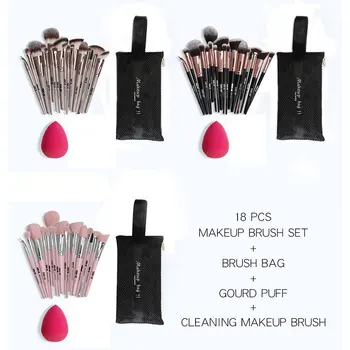 

Hot 18pcs Makeup Brushes Kit Loose Powder Brush Foundation Blush Brush Eyebrow Comb Makeup Egg Cosmetic Brush Cleanser