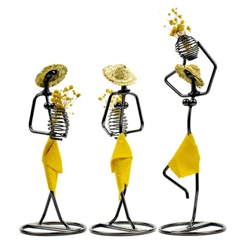 

Handcrafts Iron Women Miniature Model Multifunction Flower Holder Sundries Storage Flowerpots Home Decoration Accessories Gifts