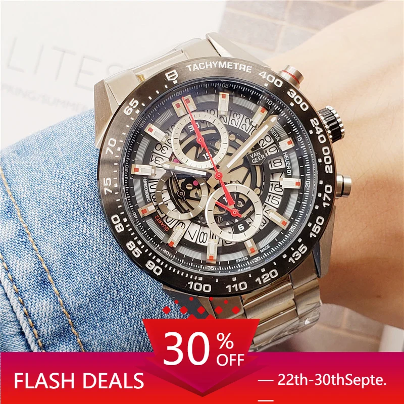 

top luxury brand watches 1:1 same design men's watch male high-end quartz wristwatch AAA quality stainless steel clock Stopwatch