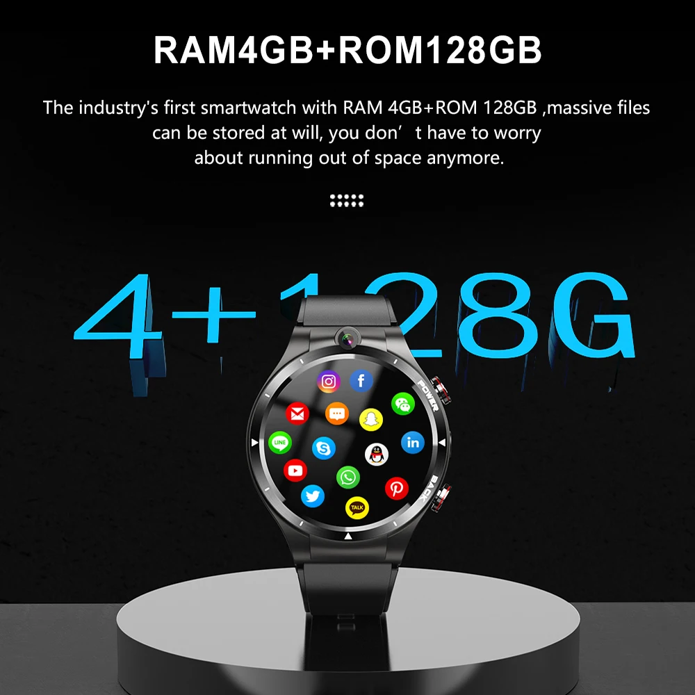 LEMFO LEM15 Smart Watch 4G Android 10.7 Helio P22 Chip 4G 128GB LTE 4G SIM 900mAh Power Bank 2021 Dual Camera for Men