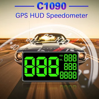 

Best GPS HUD Speedometer C1090 Head-up Display The Driving Speed Green Color Speed Display Total Mileage Display After Car Stops
