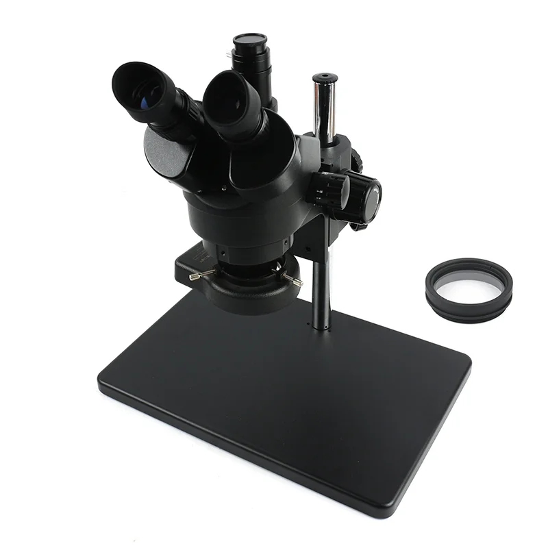 3.5X-90X непрерывный зум Тринокулярный Стерео микроскоп+ большой размер металлическая подставка 0.5X/2X Вспомогательный объектив+ 56 светодиодный кольцевой светильник - Цвет: 7-45X (1X)