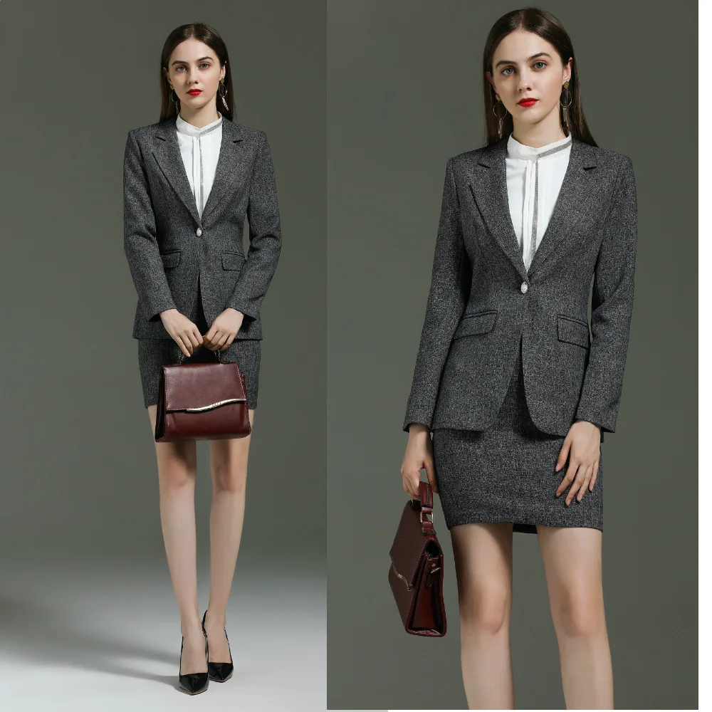 Fashion Gray Suit Female High-End Business Suit Temperament Manager Interview Business Formal Wear Suit Overalls