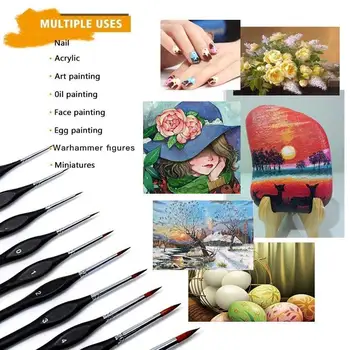

10Pcs Quality Paint Brush Set Weasel Hair Miniature Nail Brush Hook Pen Art For Detail Line Art Painting Drawing Q1C1