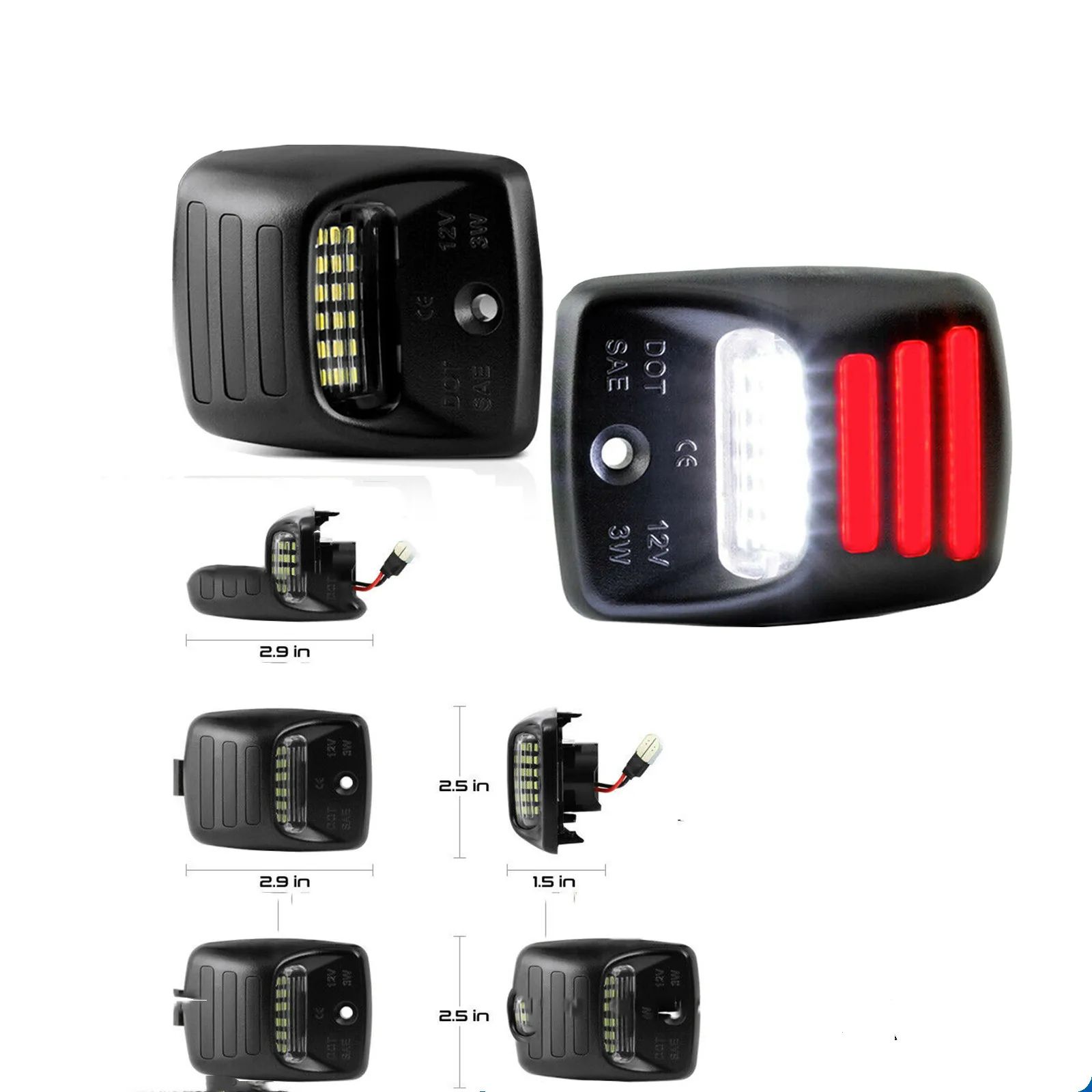 

2pcs Non-polarity smart fit design 6000K 500LM Red Neon tube Full LED License Plate Light for2005-2015 Toyota Tacoma/Tundra