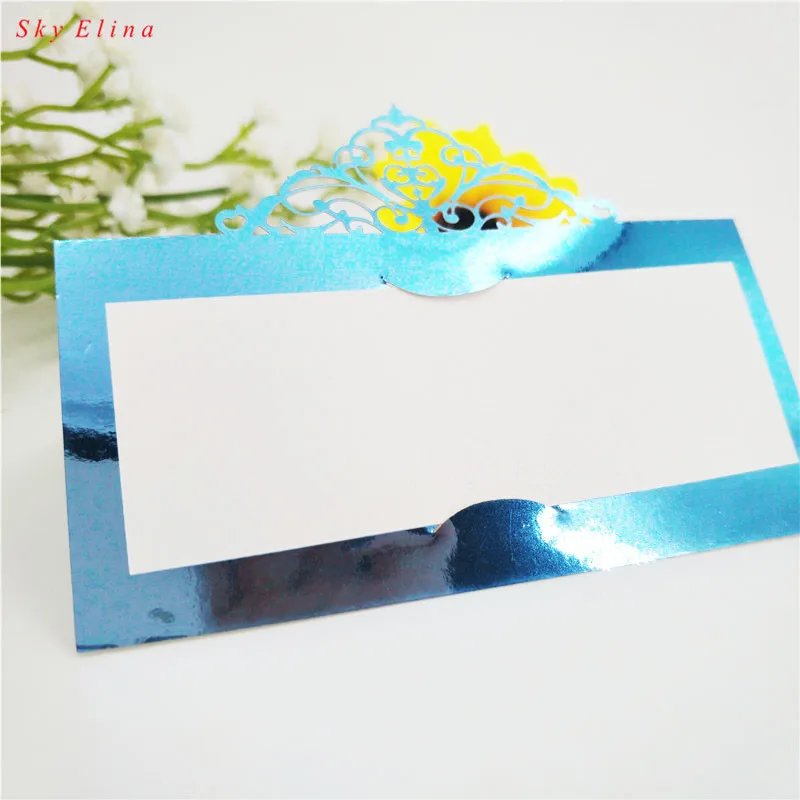 bright-blue Вечерние открытки на стол с именем вина, 50 шт., украшения для свадебного стола, рождественские украшения 6d - Цвет: bright-blue