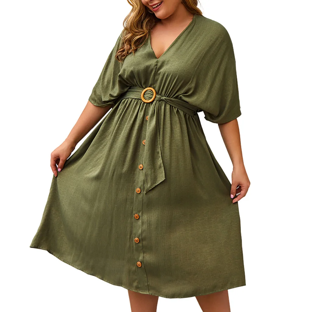 A Женское платье, vestidos de verano vestido vadim ropa mujer, платья vestidos verano mujer, повседневное однотонное XL-4XL с коротким рукавом Z4 - Цвет: A