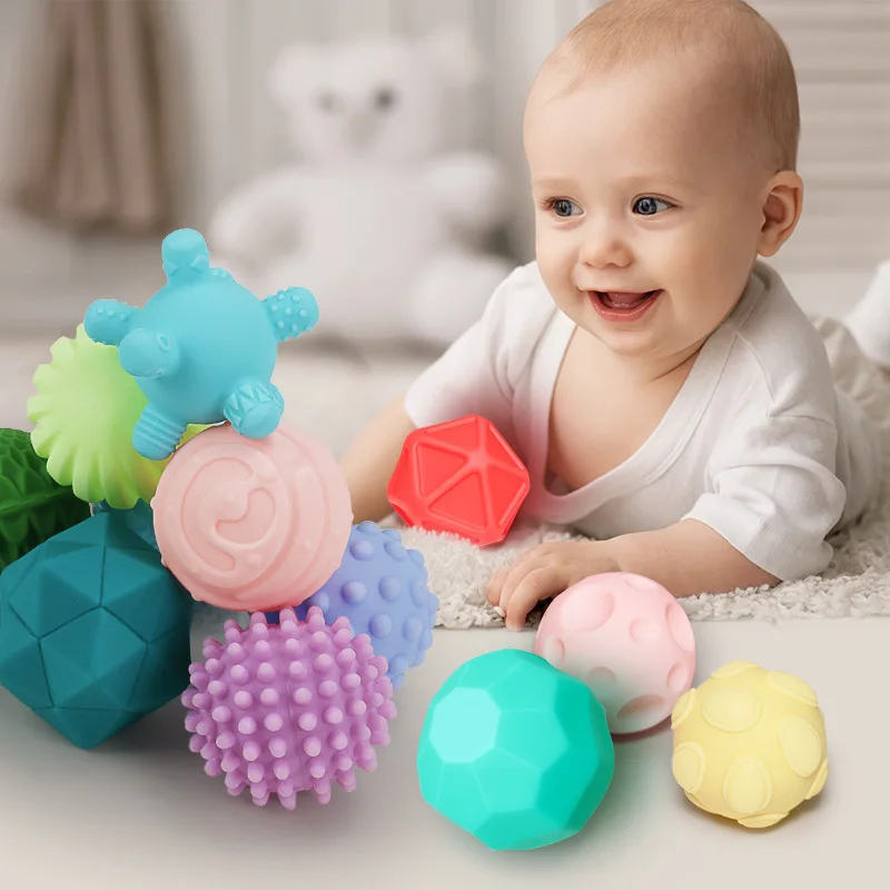 Детские массажные с резиновым покрытием Прорезыватели сжимаемые игрушки 3D сенсорные руки мягкие шарики детские Игрушки для ванны