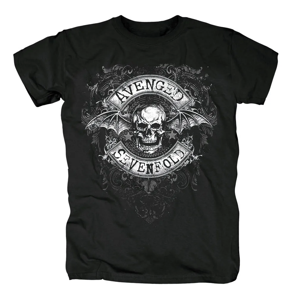 100% Cotton Free shipping Avenged Sevenfold Punk Rock Heavy NightMare Hall to the King cotton black T-shirt European Size | Мужская