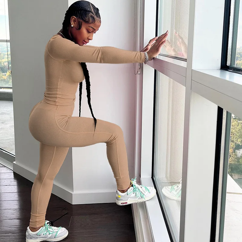

WJFZQM Long Sleeve Top Pants Suits Legging Matching Sets 2021 Winter Two 2 Piece Set Sweatsuits Pink Tracksuit For Women Outfits