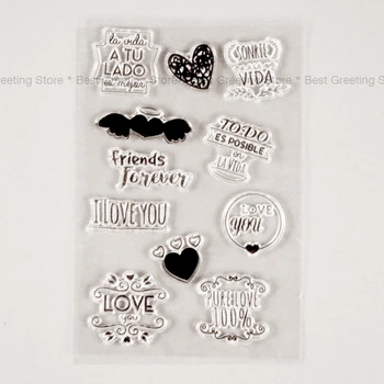

Love You Stamps DIY Craft Silicone Rubber Friends Forever Clear Stamps