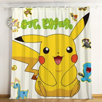 

Popular Anime Pikachu 3D Printed Curtain Kids Bedroom Living Room Curtain Home Decoration Parlour Room Blackout Curtains 02