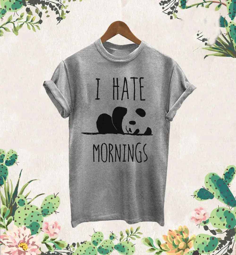 Футболка с дизайном странные вещи новая футболка принтом I Hate Mornings панда кошка