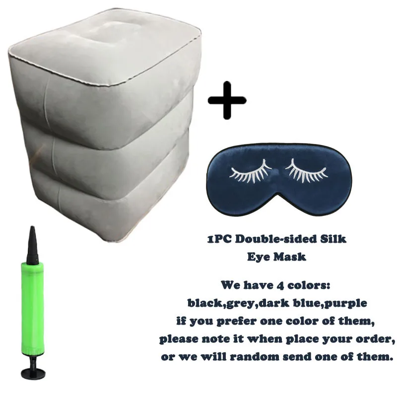 Grey with Eye mask Надувная подушка для отдыха для ног, для детей, для сна, для взрослых, для ног, для отдыха, портативная, для офиса, для дома, для путешествий, для автомобиля, подушка для самолета поезда - Цвет: Grey with Eye mask