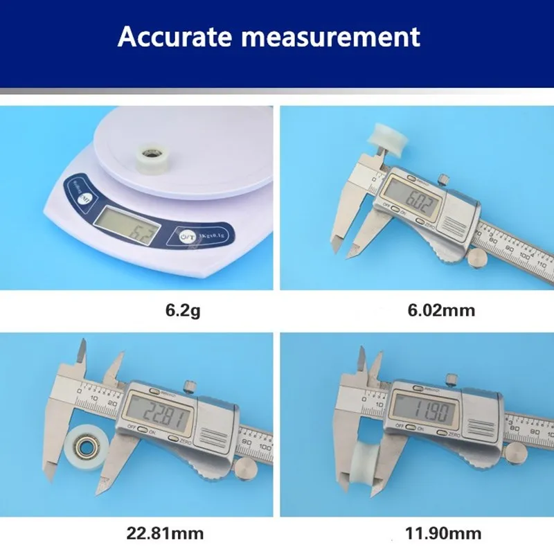 20 Stück U-Nut Kunststoffbeschichtetes Lager 696ZZ 6 * 23 * 12 mm Türfenster 3D-Drucker POM-Rollenrad Nylon-Riemenscheibe Bohrung 6 mm Durchmesser 23 mm – Detail 3