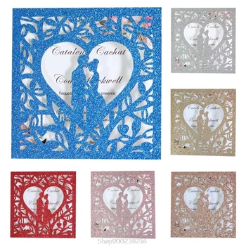 

20pcs/set Wedding Invitations Cards Glitter Hollow Greeting Card Invite Envelopes Bridal Shower Supplies S15 20 Dropship