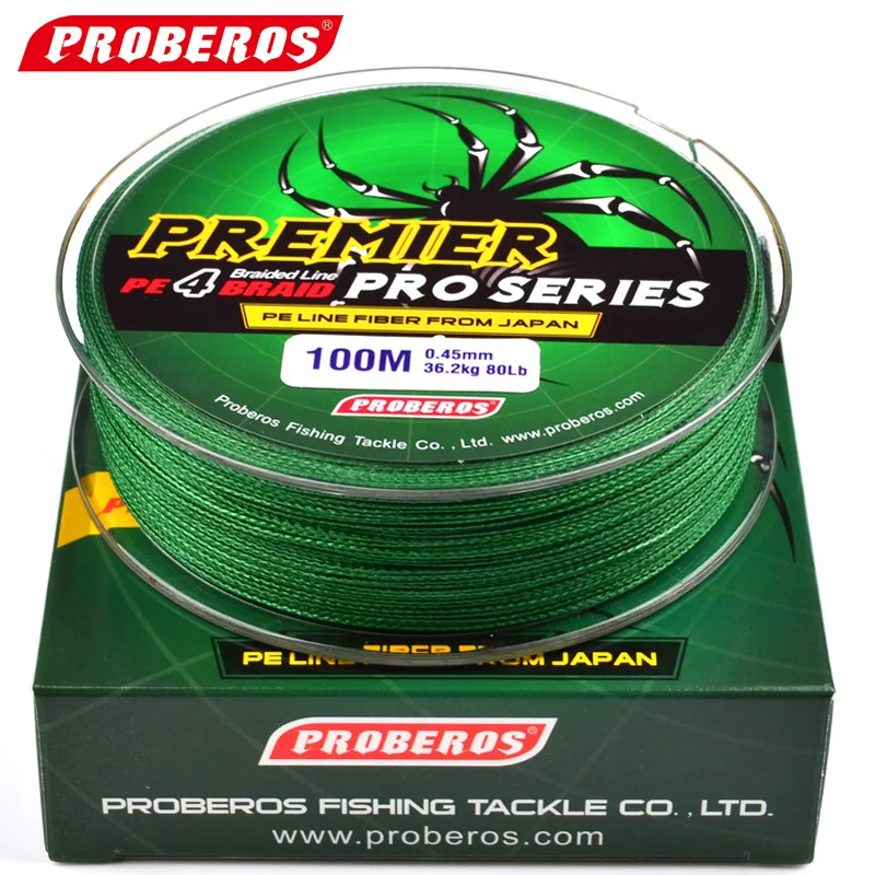 

4 Series 100 M Dyneema Fishing Line Yellow/Blue/Red/Gray/Green 5-Color PE Line 0.4 #-10 # Braided Wire Green Label