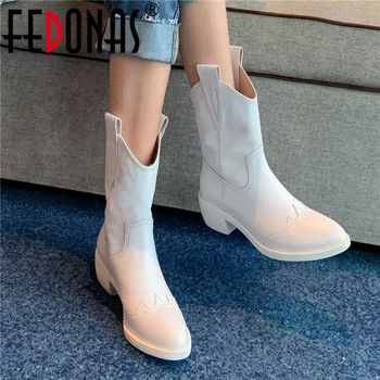 

FEDONAS 2020 Fall Women Ankle Boots Pumps Shoes Winter Autumn Thick Heels Shoes For Women Genuine Leather Leather Ankle Boots