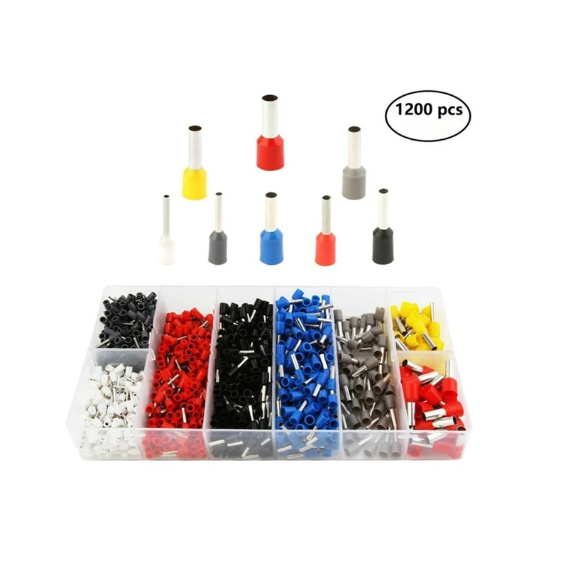 

TOOLTOO 1200 PCS Wire Electrical Connector Cable Tube Faston Terminals Crimp Spade Connector Metal Tool Set